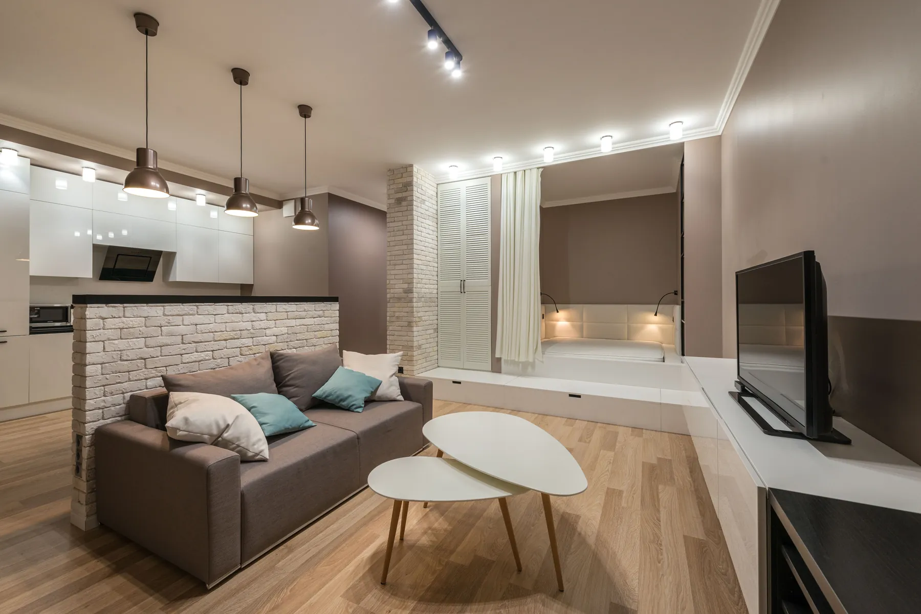 A warm, comfortable furnished living room in a supported home